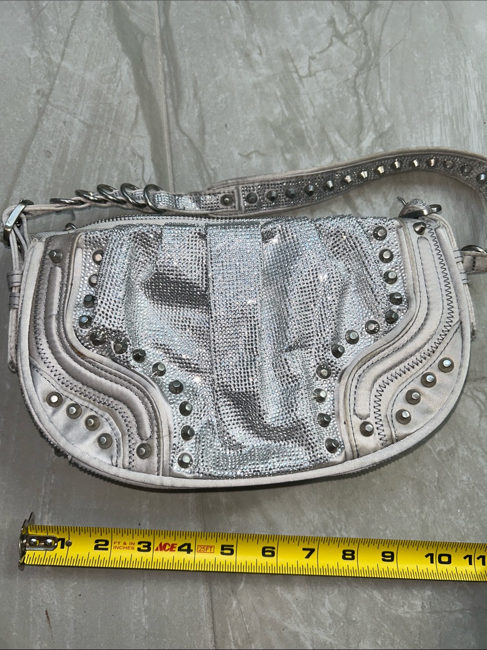 Zara Silver and get-Studded Shoulder Bag